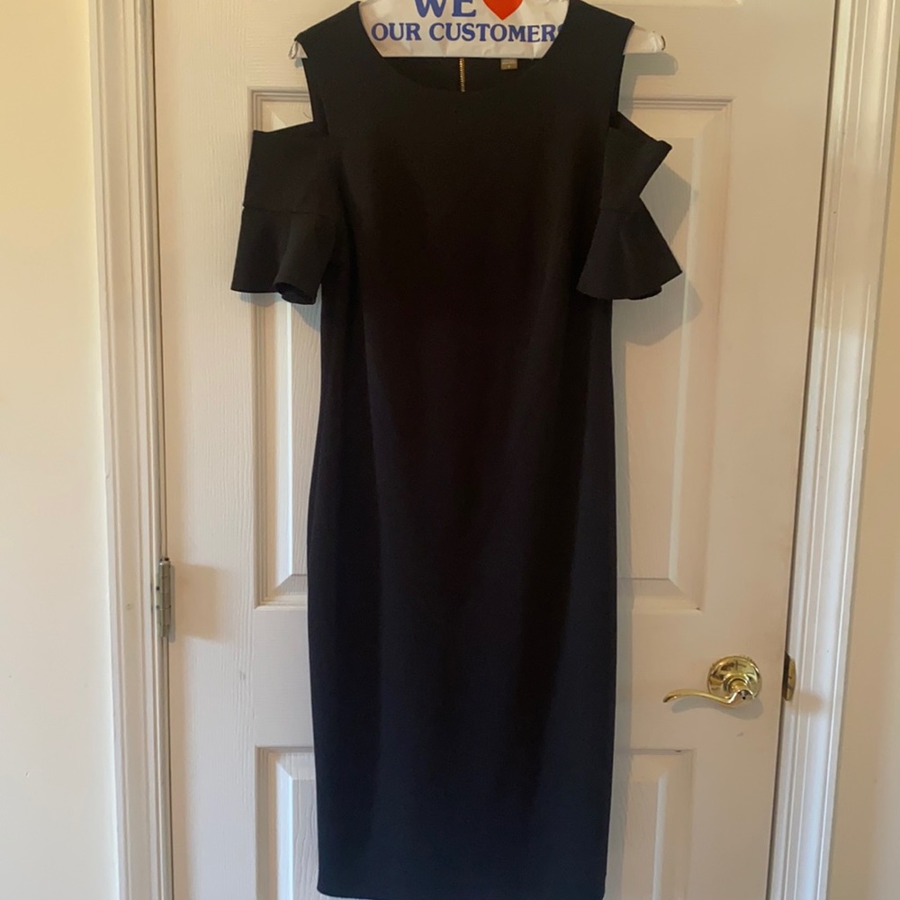 Calvin Klein off shoulder ruffle arm dress